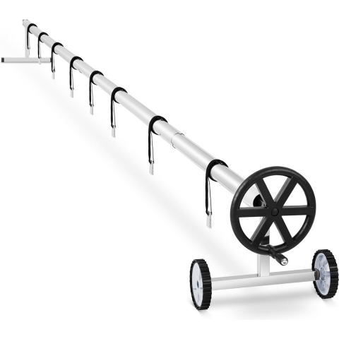 Uniprodo Oprolsysteem zwembad afdekzeil - 3.0 tot 5.7 m - mobiel - RVS - incl. 8 spanbanden