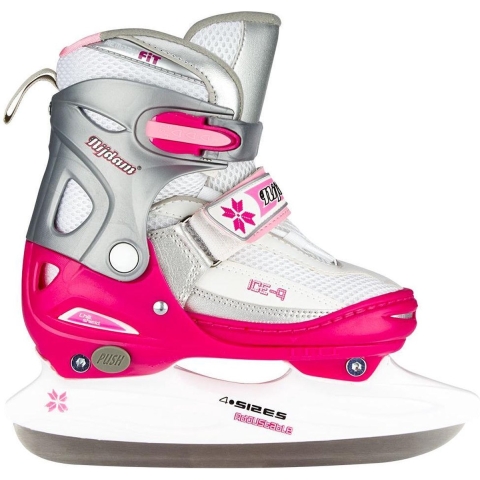 Nijdam Kunstschaats Meisjes Verstelbaar - Semi-Softboot - Fuchsia/Wit/Zilver - Maat 30-33