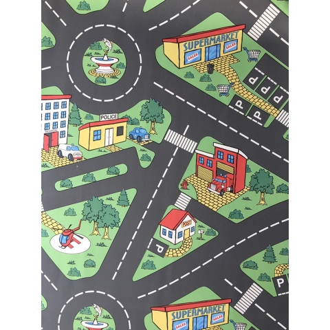 JYG Speelkleed - Stratentapijt Vinyroute 350x200cm - Veelkleurig