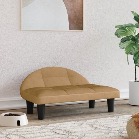 The Living Store Hondenbank Fluweel 70x52x30 cm - Bruin