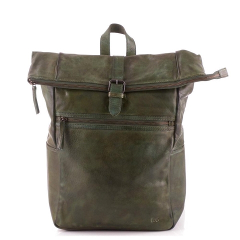 Bear Design Pergola Leren Laptop Rolltop Rugtas - 13 inch - Groen