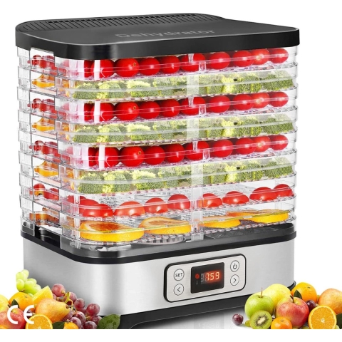Voedseldroger met Timer - Elektrische Droogautomaat - 5 lagen - 250 W, LCD-display, Instelbare Temperatuur, 400W/LCD