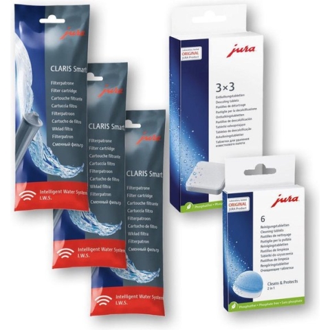 3X Jura Smart waterfilter IWS 71793 + 1x jura ontkalkingstabletten + 1x jura reinigingstabletten