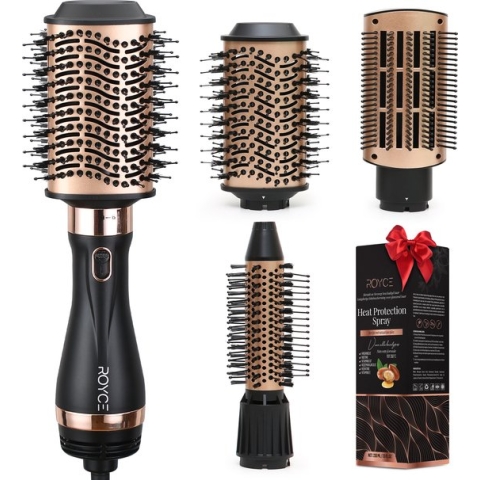 Royce Föhnborstel - Föhnborstel 4-in-1 - Ionic Technologie - Krulborstel - Haarborstel - Stijlborstel All-In-One - Met Gratis Heat Protection Spray