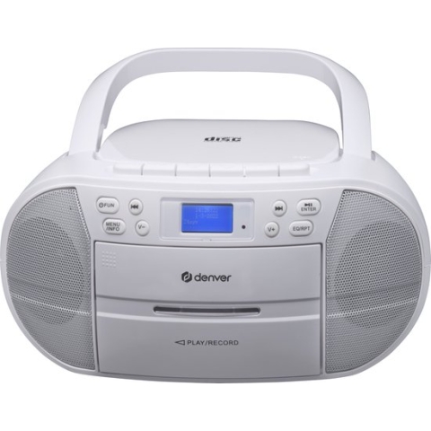 Denver TDC-280 - Boombox - DAB - FM - Radio - CD speler - Cassette - AUX input - Klok - Wekker - Wit