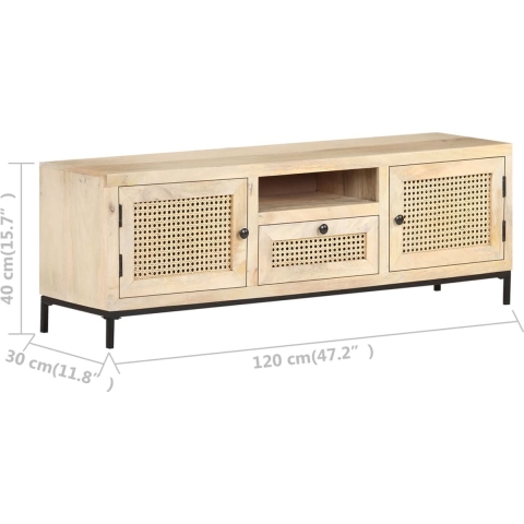 vidaXL-Tv-meubel-120x30x40-cm-massief-mangohout-en-natuurlijk-riet