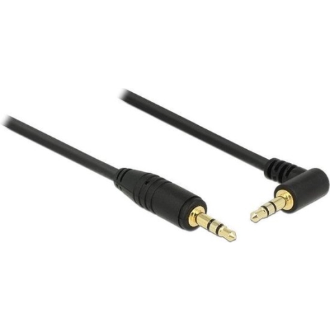 3,5mm Jack stereo audio kabel - haaks - verguld / zwart - 1 meter