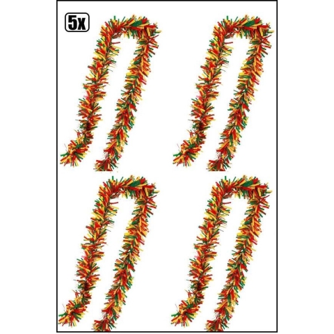 5x PVC folie draai guirlande rood/geel/groen 5 meter BRANDVEILIG