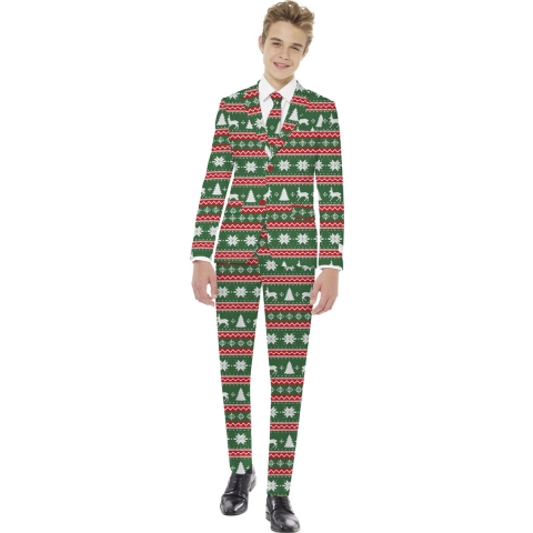 OppoSuits Festive Green - Tiener Pak - Kerst Outfit - Groen - Maat 10 Jaar