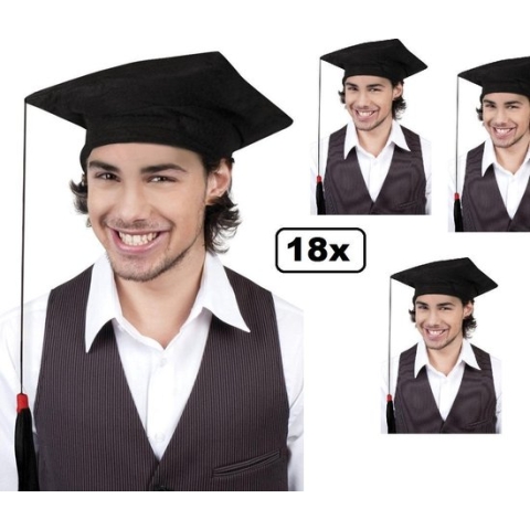 18x Rechter/ Docturaal muts geslaagd mt.59 - Muts diploma geslaagd feest