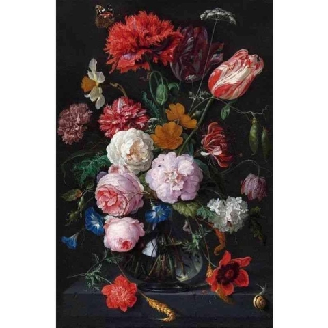 Diamond painting - Stilleven met bloemen in een glazen vaas van Jan Davidsz. de Heem - Oude meesters - Geproduceerd in Nederland - 30 x 40 cm - dibond materiaal - vierkante steentjes - Binnen 2-3 werkdagen in huis