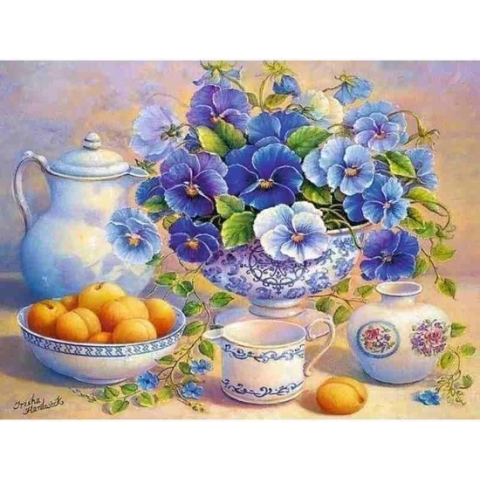 Diamond painting - Authentieke vaas met bloemen - Geproduceerd in Nederland - 40 x 60 cm - canvas materiaal - vierkante steentjes - Binnen 2-3 werkdagen in huis