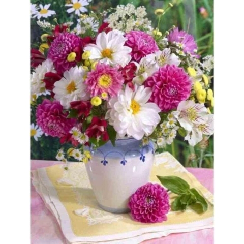 Diamond painting - Gekleurde bos bloemen - Geproduceerd in Nederland - 30 x 40 cm - canvas materiaal - vierkante steentjes - Binnen 2-3 werkdagen in huis
