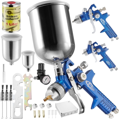 tectake - HVLP Aflakpistool spuitpistool 1,7 1,3 0,8 mm set 400523
