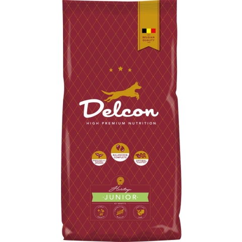 Delcon - High Premium Hondenvoer - Hondeneten droogvoer - hondenvoer & snacks hond - Hondenbrokken Junior Hond - 12kg