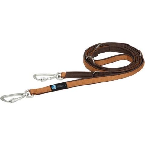 AnnyX verstelbare Hondenriem - SAFETY - Anti Ontsnapping - Kaneel/Bruin - Lengte 3 meter - 2 cm breed - politielijn - Trainingslijn - My K9 - No Escape