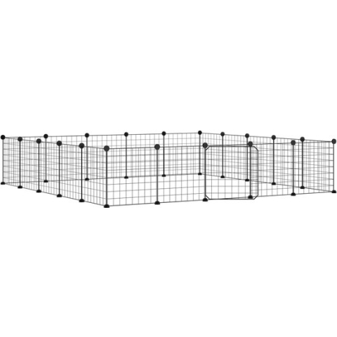 vidaXL Huisdierenkooi met deur 20 panelen 35x35 cm staal zwart