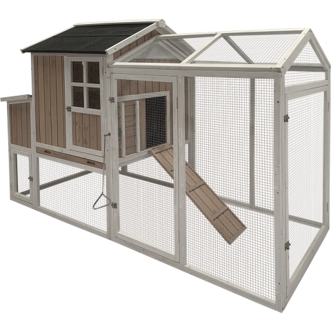 Duvo+ woodland kippenhok mirabel forest 220x90x130cm taupe + gratis 100ml drinkfles