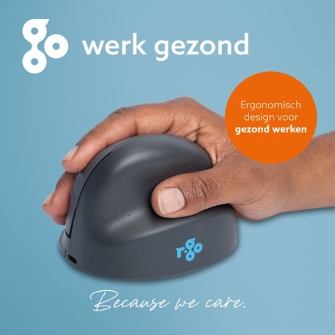 R-Go HE Basic ergonomische muis, Bluetooth 5.0, Verticale design, Voorkom muisarm, Oplaadbaar met USB C+(USB A converter), Zwart