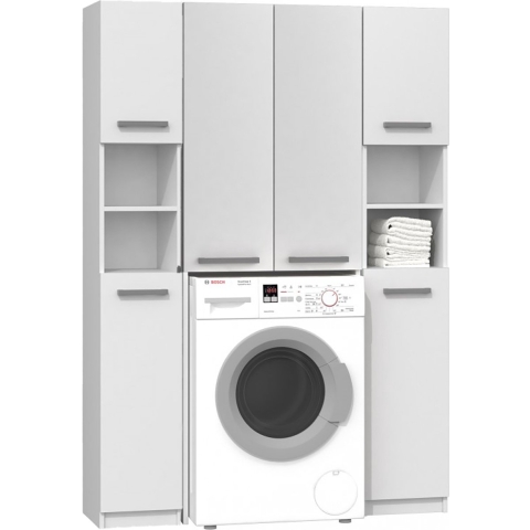 Wasmachine Ombouwkast-Opbouwkast Wasmachine Met 2 kolomkasten Wit