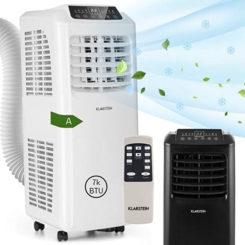 Klarstein - Pure Blizzard 3 2G - Mobiele Airco 3-in-1 koelventilator- ontvochtiger- timer- geluidsarm- energie-efficiëntieklasse A- 808 W / 7000 BT- tot 65 m³- wit