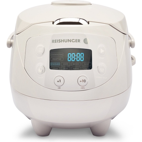 Reishunger Digitale Mini Rijstkoker in Grijs - Multicooker met 8 programma's, 7-fasen-kooktechnologie, premium binnenpan, timer en warmhoudfunctie - Rijst voor maximaal 3 personen