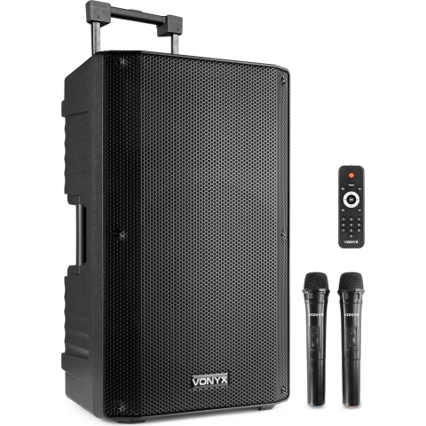 Speaker met Bluetooth - Vonyx VSA700 - 1000 Watt - Partybox met 2 microfoons - MP3 - USB - SD