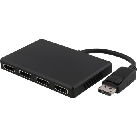 DELTACO DP-912, DisplayPort naar 4x DisplayPort MST hub, 3840x2160 in 60Hz, zwart