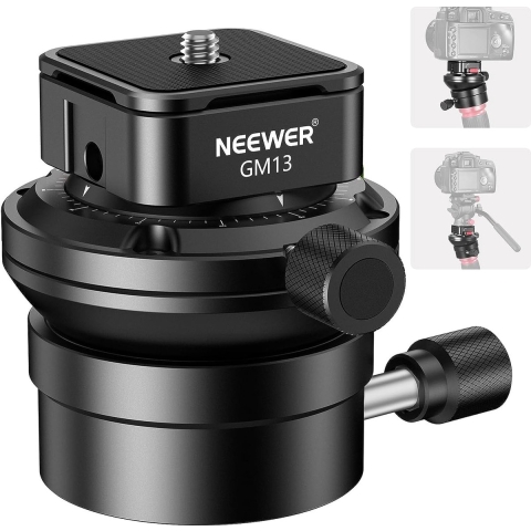 Neewer® - Statief Nivelleerbasis (Φ55mm) - Aluminium - Snelkoppelingsplaat - 360° Panoramisch - Max 22 Lbs - GM13 Model - Voor Precieze Nivellering en Soepele Panoramische Opnames - Ideaal voor DSLR-camera's