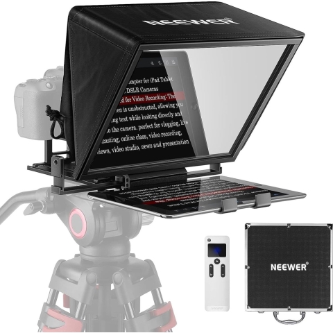 524 Neewer® Teleprompter X14 met RT-110 afstandsbediening en APP-bediening (Bluetooth-verbinding via NEEWER Teleprompter-app), draagbaar, geen montage, compatibel met iPad Android-tablet en smartphone