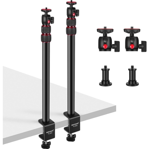 Neewer® - 2 x Verstelbare Camera Tafelstandaard Lichtstandaard met 1/4 Inch Balhoofd, Klemstatief met 1/4 Inch Adapter en C-Klem voor DSLR Camera, Ringlicht, Live Streaming, Verstelbaar 43-102 cm, Max. Draagvermogen: 3 kg