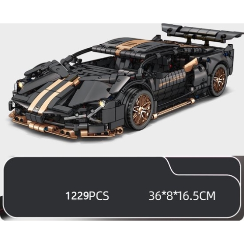 Compatibel met Legostenen/Supercar-bouwset, automodelbouwspeelgoed op schaal 1:14, racewagen /verjaardags- en vakantiecadeaus Zwart(1229 stuks)