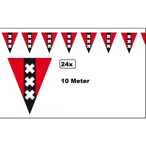 24x Amsterdam Vlaggenlijn 10 meter - Vlaglijn 020 hoofdstad festival thema feest ajax vlag stad steden