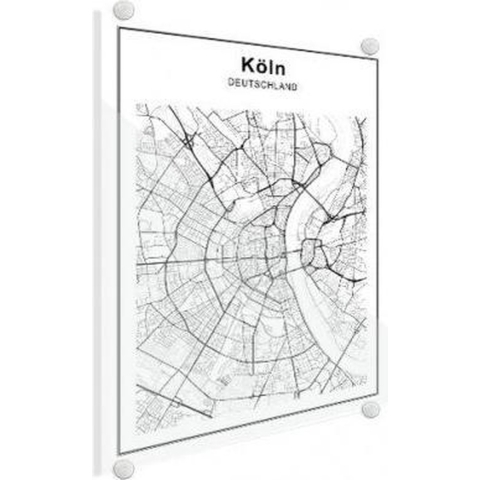 Stadskaart Keulen - Plexiglas 90x120