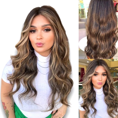 Braziliaanse Remy pruik 22 inch - Highlight golf haren echte menselijke haren - real human hair 4x4 lace closure pruik