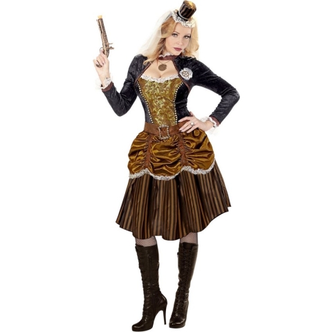 Widmann - Steampunk Kostuum - Steampunk Meisje Golda - Vrouw - Bruin - Large - Carnavalskleding - Verkleedkleding