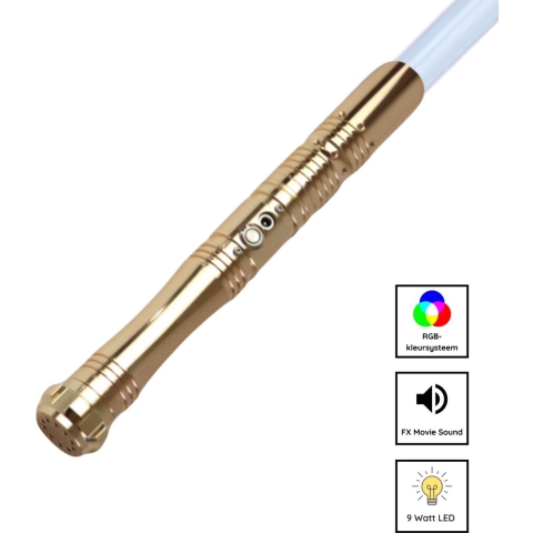 Treasure Lightsaber - RGB 11 Kleuren en Geluid - Lightsaber - Lichtzwaard - Laser Zwaard - Aluminium Handvat - 114 CM - Goud