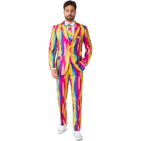 OppoSuits Rainbow Glaze - Heren Pak - Regenboog Outfit- Meerkleurig - Maat EU 52