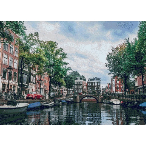 MyHobby Borduurpakket – Amsterdamse Gracht 70×50 cm - Aida stof 5,5 kruisjes/cm (14 count)