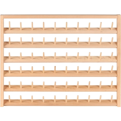 Spoelhouder, garenrolhouder van beukenhout voor het opbergen van 60 spoelen en haken, naaimachine-garen-organizer om op te hangen, voor borduur-, quilt- en naaidraden
