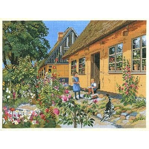 Borduurpakket Hollyhocks van Eva Rosenstand 12-758  linnen