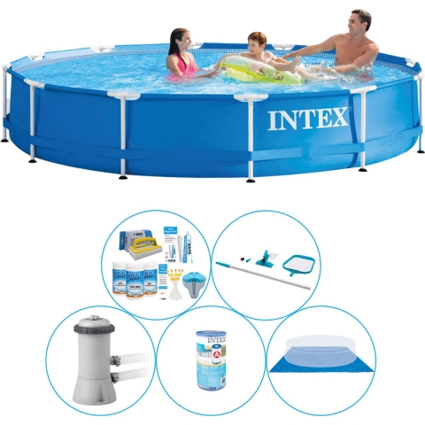 Metal Frame Rond 366x76 cm - 6-delig - Zwembad Combi Deal