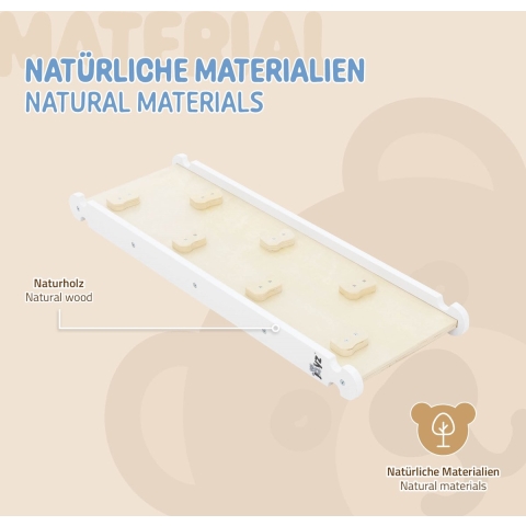 Glijbaan voor Klimdriehoek met 7 Handgrepen om op te hangen 94x32x7 cm Wit Hout Joyz