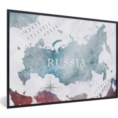 Fotolijst incl. Poster - Rusland - Wereldkaart - Verf - 90x60 cm - Posterlijst