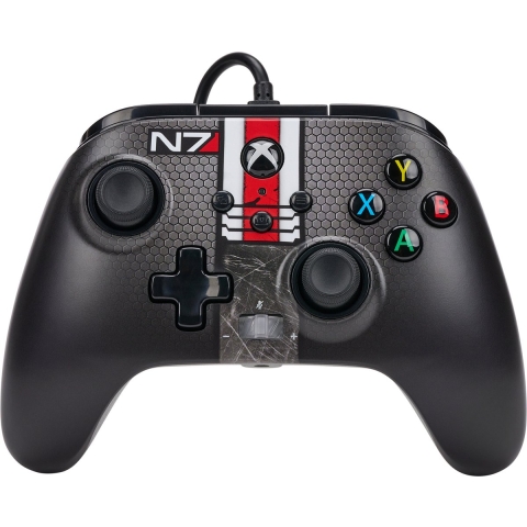 PowerA Geavanceerde Bedrade Gamecontroller voor Xbox Series X|S - Mass Effect N7, Gamepad - Zwart