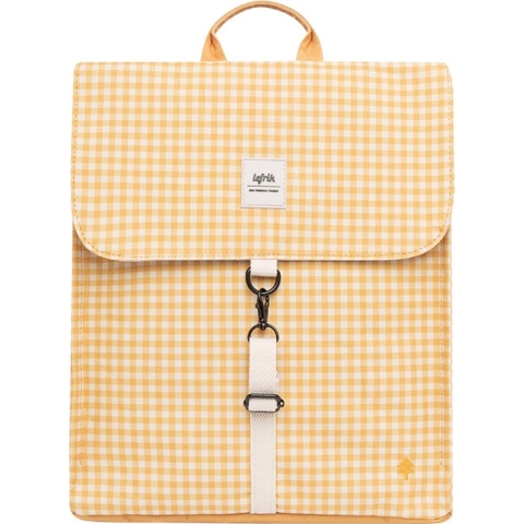 Lefrik Handy Mini Laptop Rugzak - Eco Friendly - Recycled Materiaal - 13,6 inch - Printed Vichy Mustard