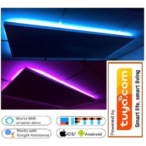 Infrarood verwarming paneel met RGB ledverlichting (wifi bedienbaar) 32x100cm 270 Watt korrel structuur,  Wit