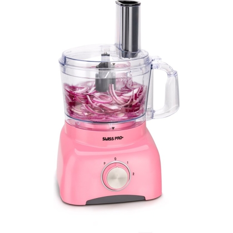 Swiss Pro+ - Krachtige SP800 Retro Foodprocessor - 1.2 Liter - 13 Delig - Inclusief accessoires - Super Pink