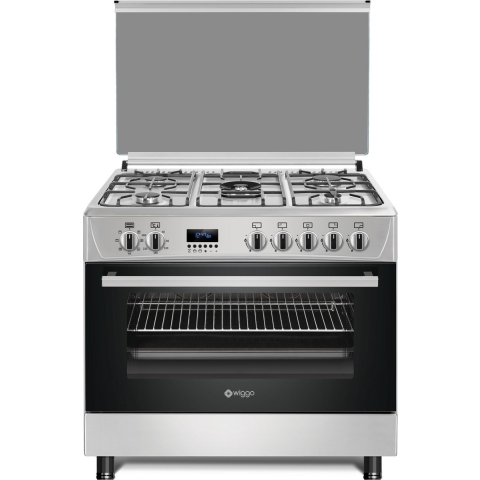 Wiggo WO-E909R(XX) - Serie 9 - 90 cm - Gasfornuis - 5 kookzones - Rvs