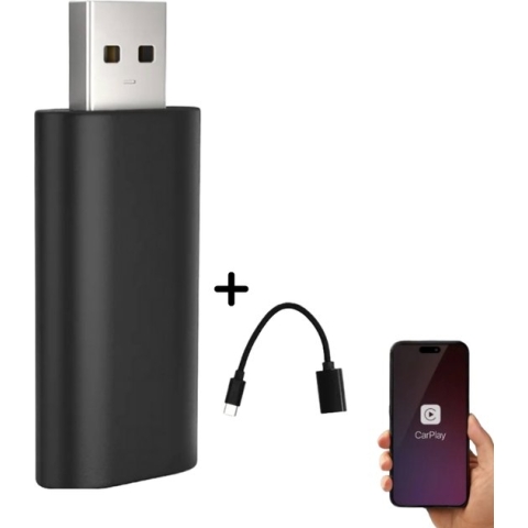 VANAVO Carplay Dongle – Geschikt voor Apple Carplay – Carplay Draadloos – 5G Bluetooth – Carplay Apple – USB Adapter – Inclusief USB-C Kabel – Carlinkit – Zwart – Vernieuwd Model 2023